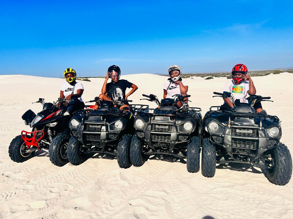 Quad Biking Cape Town fleet lined up on the Atlantis Dunes ready for a guided tour